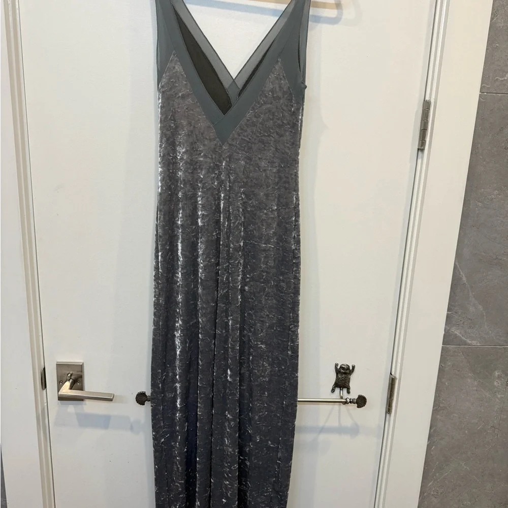 Free People x Lilac Wine Gray Velvet Maxi Dress